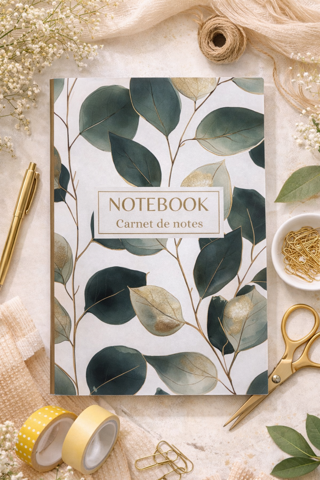 Carnet eucalyptus en mise en scène
