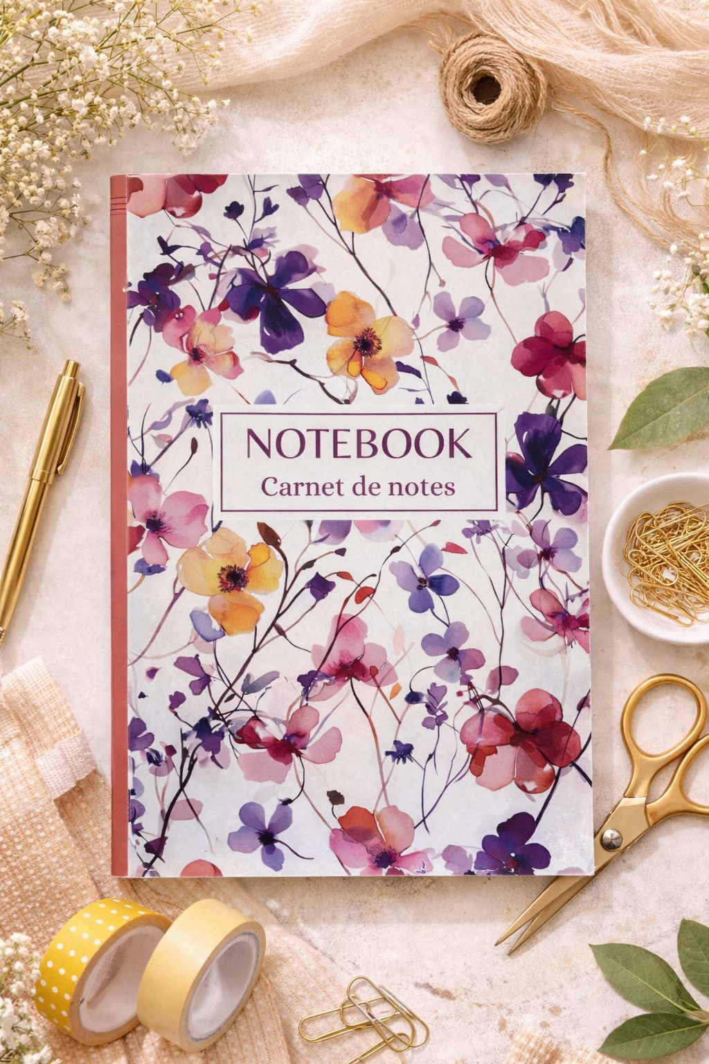 Carnet petites fleurs en mise en scène